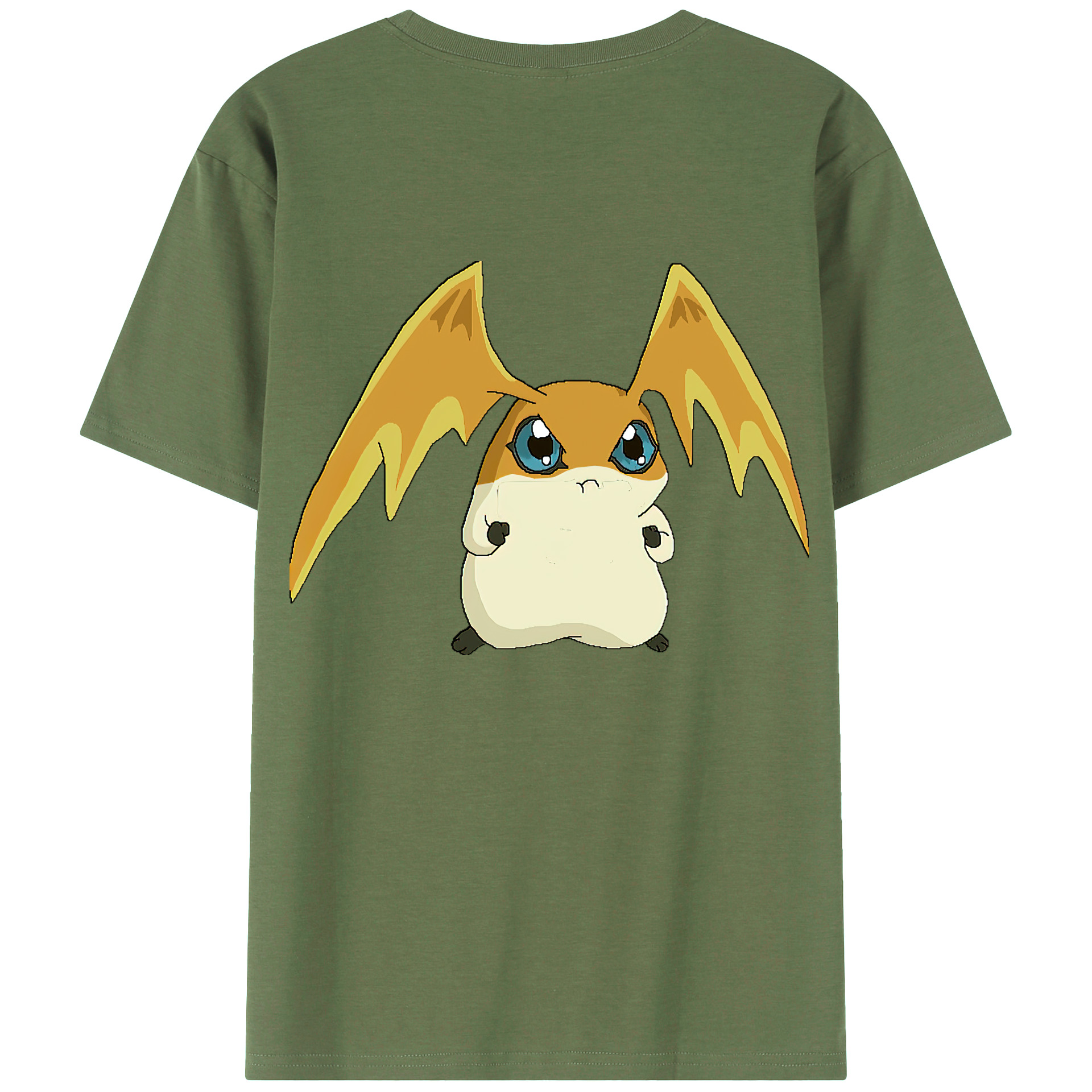 （画像用） Digimon デジタルモンスター/デジモン 綿100％ メンズ半袖Tシャツ（バックプリント） 通気性